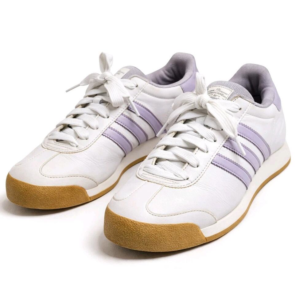 adidas Originals Samoa - Women's Low Sneaker - White/Purple w/ Gum Sole - Sz6